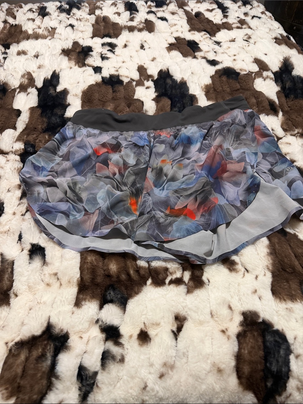 lululemon athletica Gray Athletic Running Shorts with Multicolor Floral Overlay